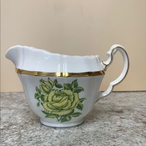 Elegant Adderley Bone China White and Gold Floral Creamer
